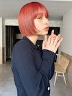 切りっぱなし暖色ボブ