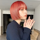 切りっぱなし暖色ボブ