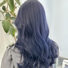 ダブルカラーネイビーブルーブラック韓国ブルー波巻き原宿