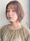 前髪パーマグレーベージュカーキベージュくびレイヤーエモージュ