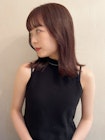 チェリーカラー×暖色カラー×ピンクブラウン×ミディアム×20代