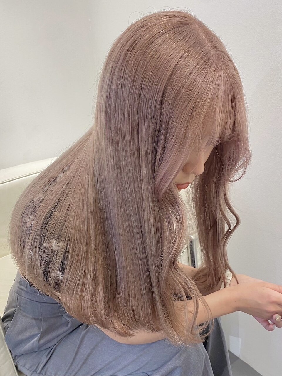 4589ミルクティーアッシュハイトーンカラー艶髪グレーベージュ