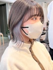 インナーカラーイヤリングカラーボブ20代30代