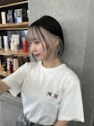 前髪インナーカラー/イヤリングカラーミルクティーベージュ/ボブ