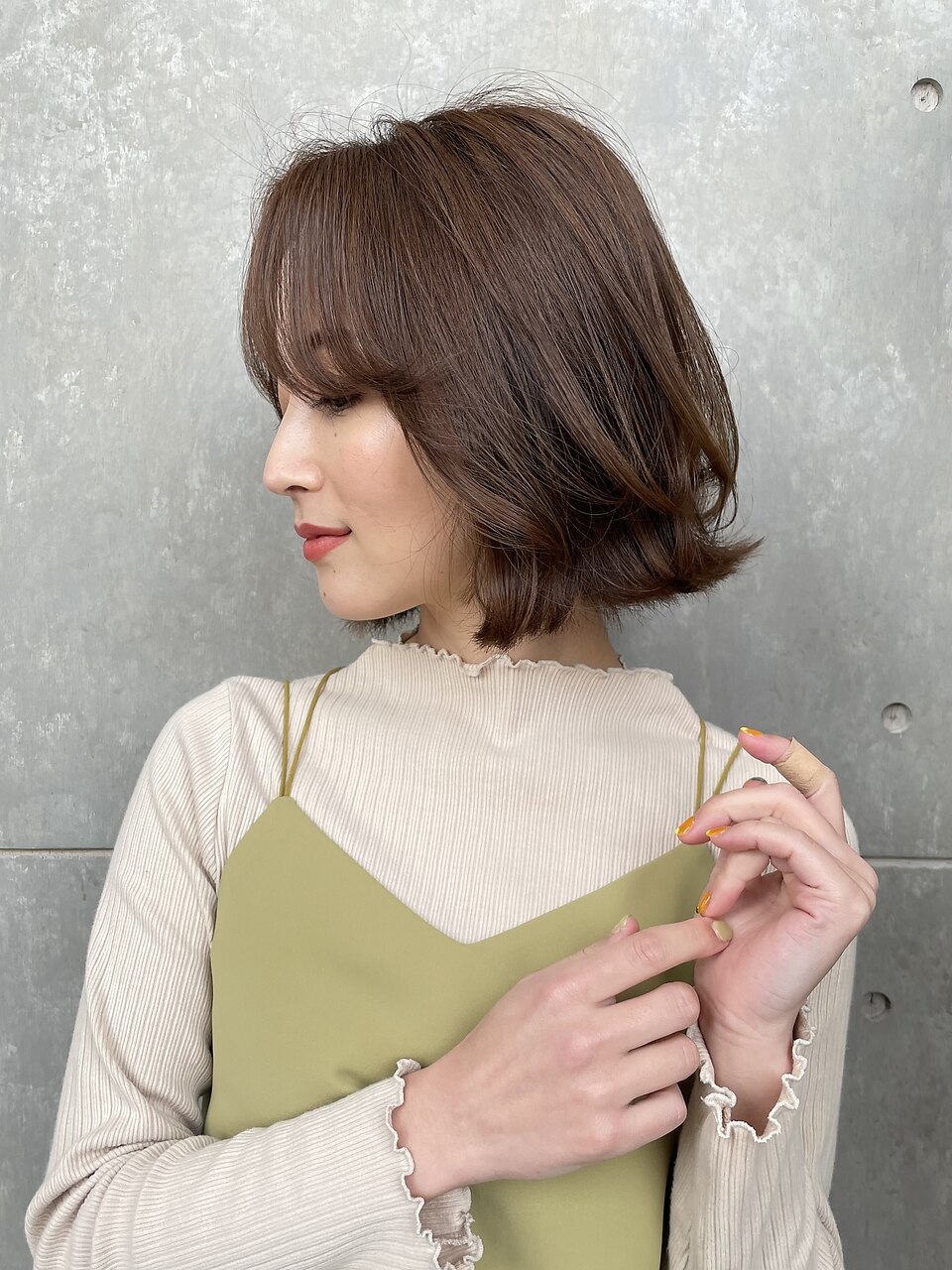 大人可愛い韓国風くびれレイヤーボブ