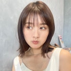 ツヤ髪/アースカラー/シースルーバング/ナチュラルミディ/馬車道