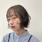 〇ボブ/ニュアンスパーマ/オリーブ/ブリーチなし