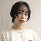 ブルーグレー シースルーバング マッシュショート
