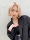 外国人風 韓国風ボブ切りっぱなしボブタンバルモリブロンドM0906