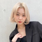 外国人風 韓国風ボブ切りっぱなしボブタンバルモリブロンドM0906