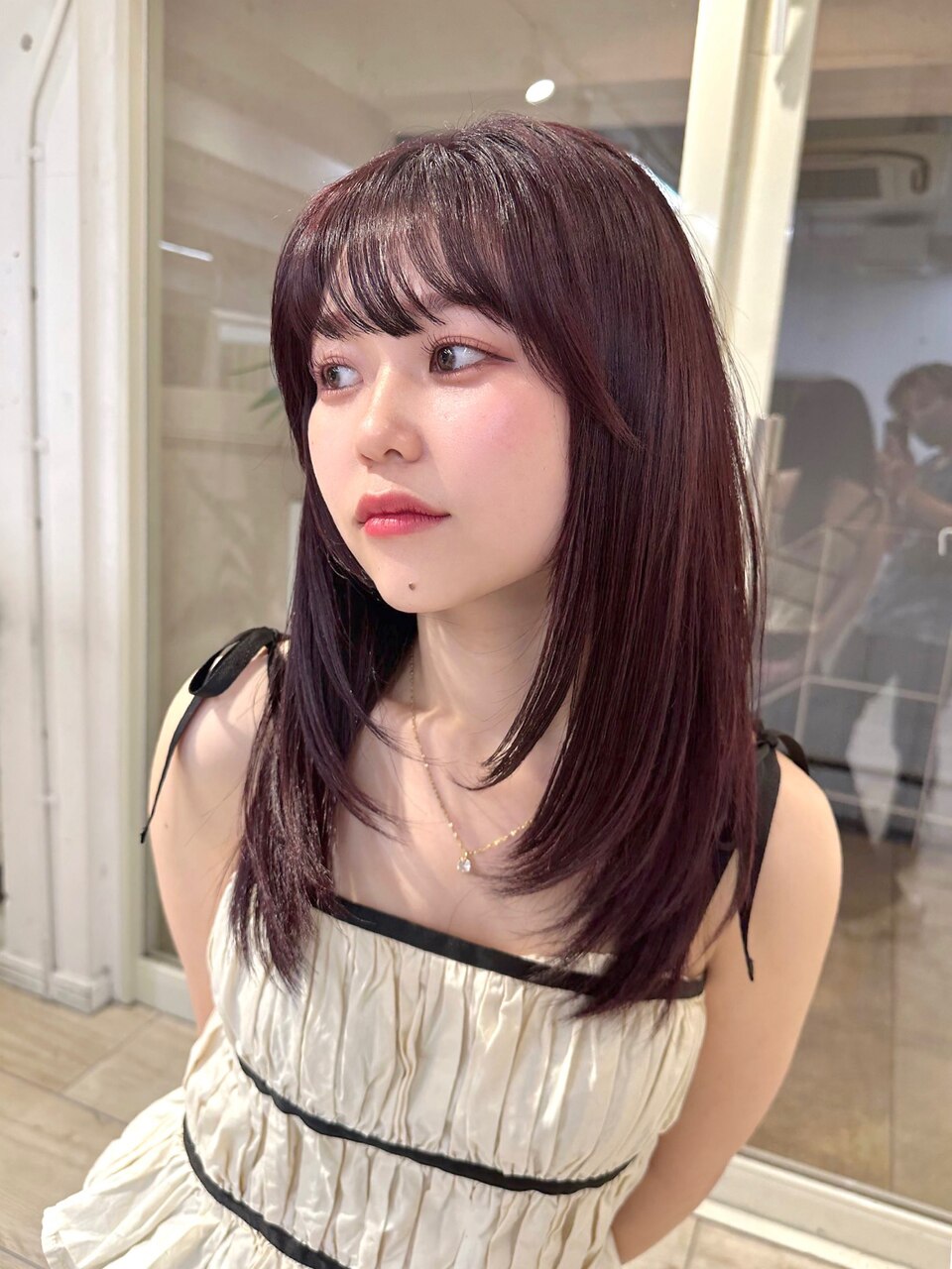 ★前髪ピンクベージュ小顔カットミディアムレイヤー★