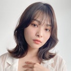 小顔 薄めバング 短めバング くびれミディ チョコレートカラー