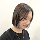 あご下ストレートボブミニボブグレージュカラー