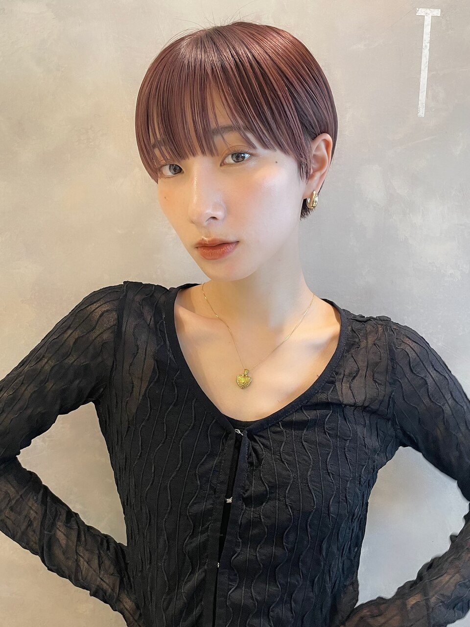 マッシュショート 大人ショート ワイドバング ピンクカラーM0907