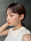 マチルダボブ 大人ボブ 薄めバング　ピンクベージュ　エモージュ
