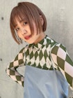 ショートヘア×ミルクティーベージュカラー