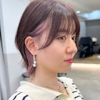 イヤリングカラーピンクベージュボブ20代