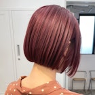 ◯プツッとボブ ワインレッド ボルドー ピンク 赤髪