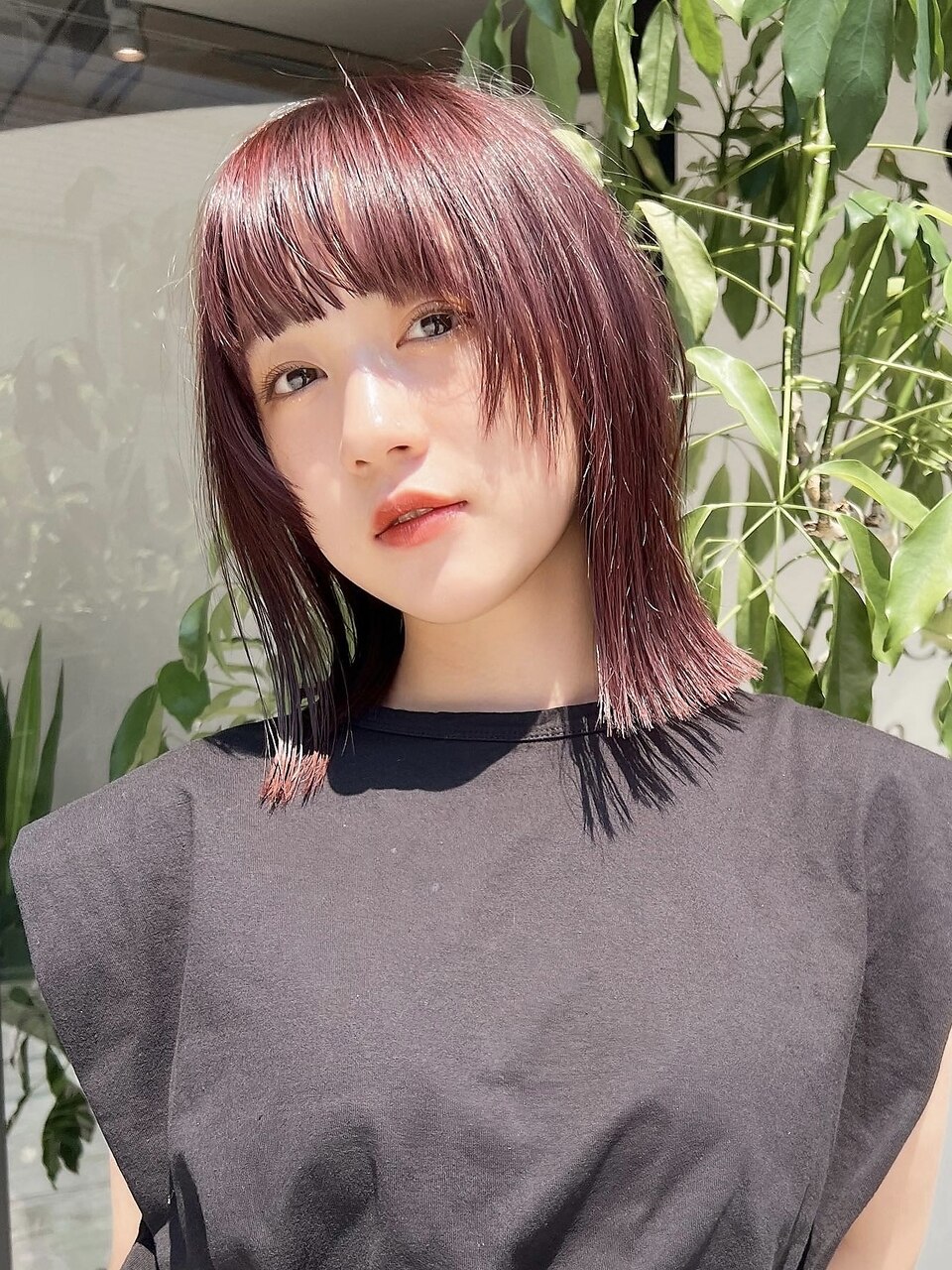 バイオレットカラー×葡萄カラー×切りっぱなし×ロブ×20代30代