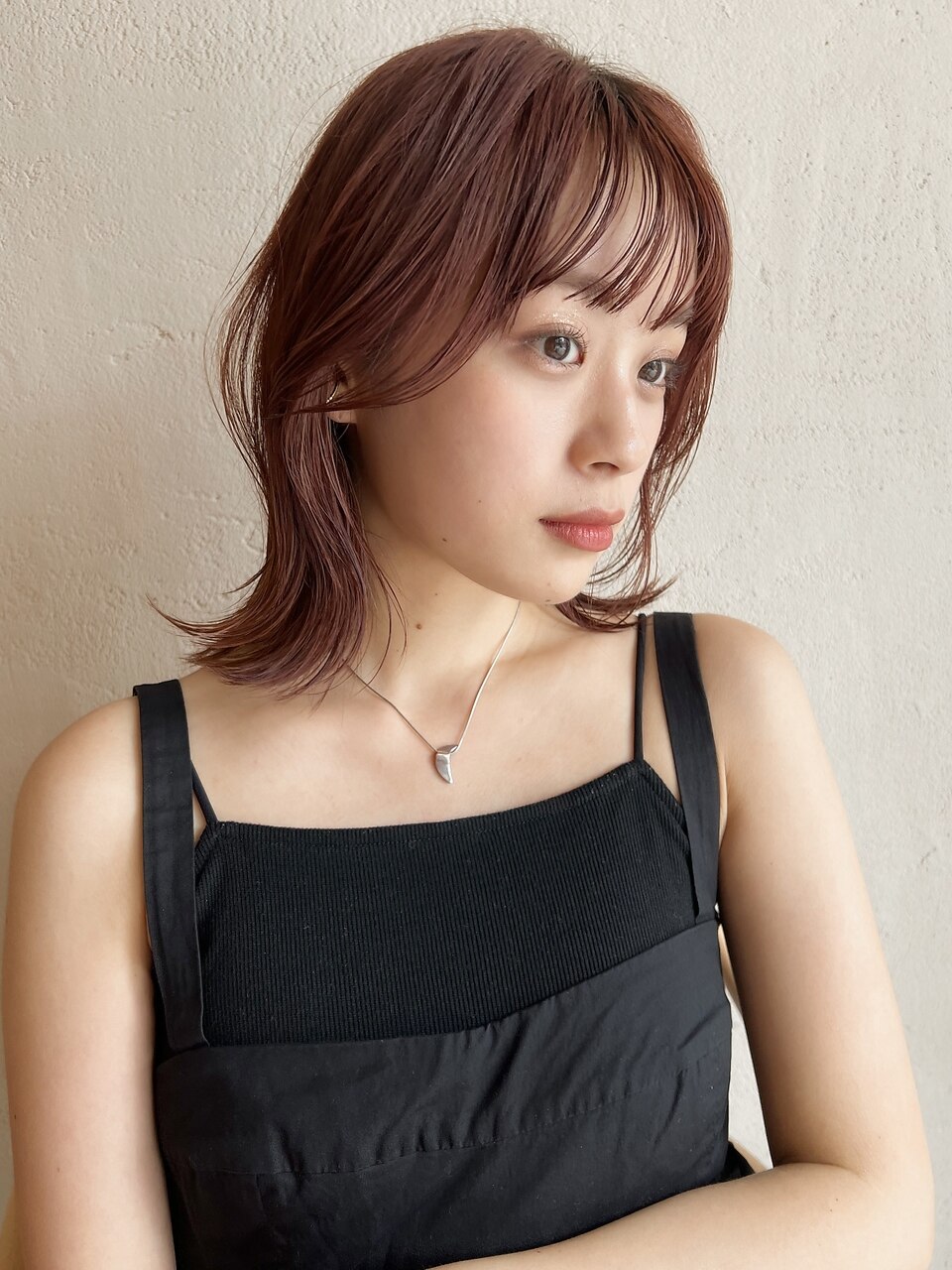 くびれボブ×オレンジブラウン×ロブ×暖色×10代20代30代