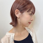 ワインレッド 外ハネパーマ 切りっぱなしボブ A102