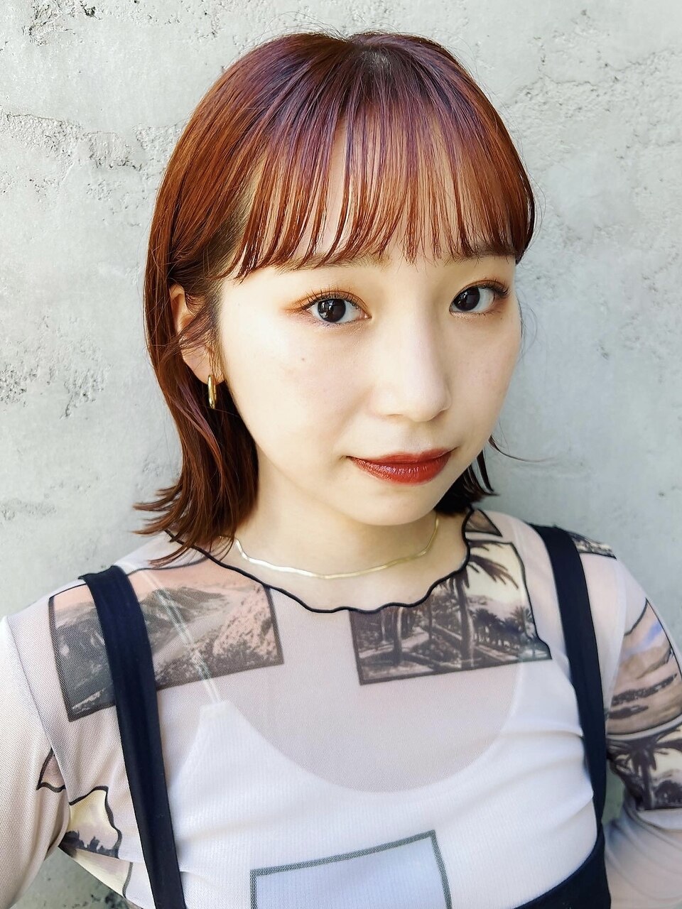 オレンジカラー×オレンジブラウン×暖色カラー×ロブ×20代30代