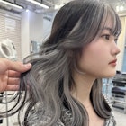 インナーカラーイヤリングカラーダブルカラー波巻きグレージュ◎