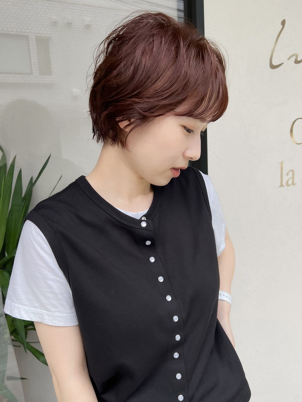 ショートカット×オレンジブラウン×暖色カラー×10代20代30代