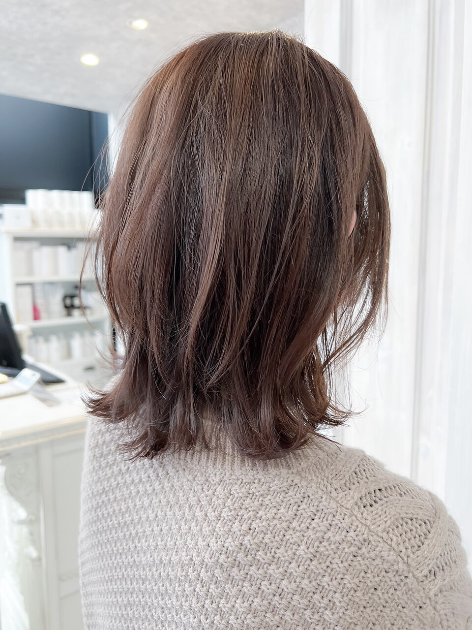 福山Caary切りっぱなし外ハネボブ20代30代40代ベージュカラー