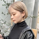 NUDE20代30代ハイトーンカラーボブ前下がりボブ切りっぱなしボブ