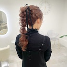 高めの編みおろしポニー