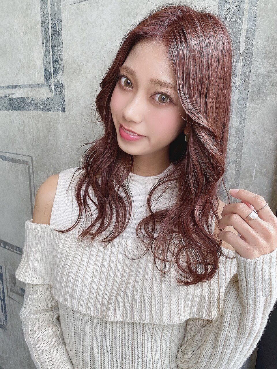 大人かわいい◎ブリーチ無し透明感バーガンディーカラー☆