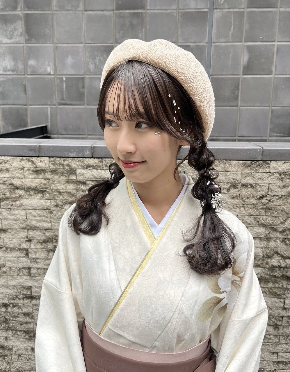 編みおろし ツインテール 袴ヘア 卒業式ヘア 着物ヘア 卒業式