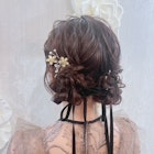 結婚式・お呼ばれゆるふわツインシニヨン ベロアリボンスタイル