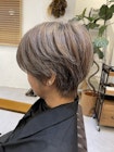 白髪ぼかしハイライトショートボブ