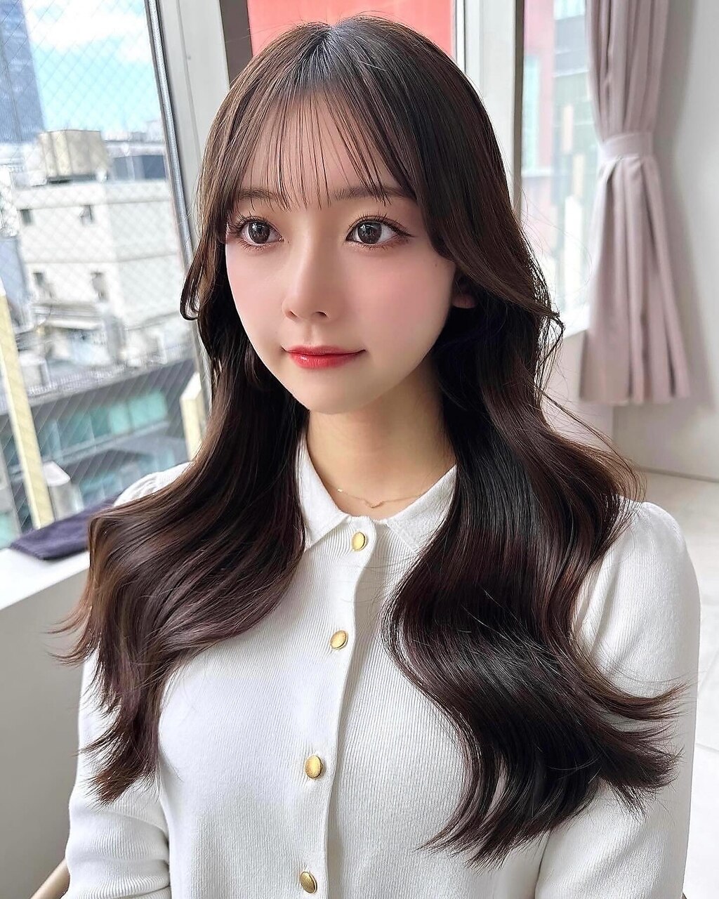大人可愛い韓国ヘア　くびれヘア　レイヤーカット　シースルー#