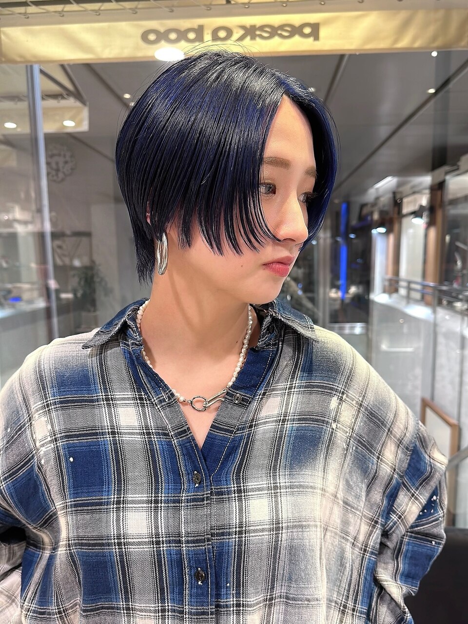 #ハンサムショート#プツッとショート#ブルーカラー#ショートヘア