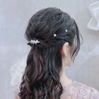 結婚式 二次会 お呼ばれ 編みこみハーフアップ×パールピン