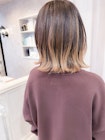 福山市イルミナカラー人気caary大人バレイヤージュ外ハネボブ