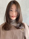 レイヤーカットサラ艶ミルクティーベージュオリーブベージュ