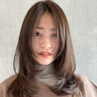 レイヤーカットサラ艶ミルクティーベージュオリーブベージュ