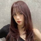 ブリーチなし★ザクっとレイヤーロング★ワインレッドカラー★