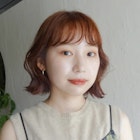 暖色カラー/暖色/オレンジ/ピンク/ボブ/重めカット