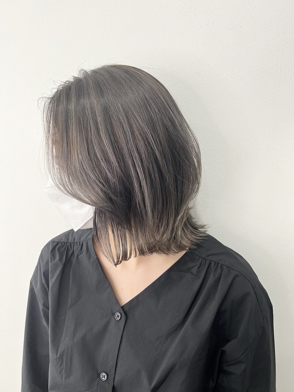 小森谷,黒髪,グレーベージュ,レイヤーロング,イメチェンe61