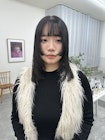 姫カット　ミディアムフェイスレイヤー　ブルーグレージュ