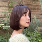 ワンカールボブ韓国ヘア顔まわりレイヤーラベンダーグレージュ