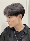 毛流れセンターパートニュアンスパーマツーブロック刈り上げ