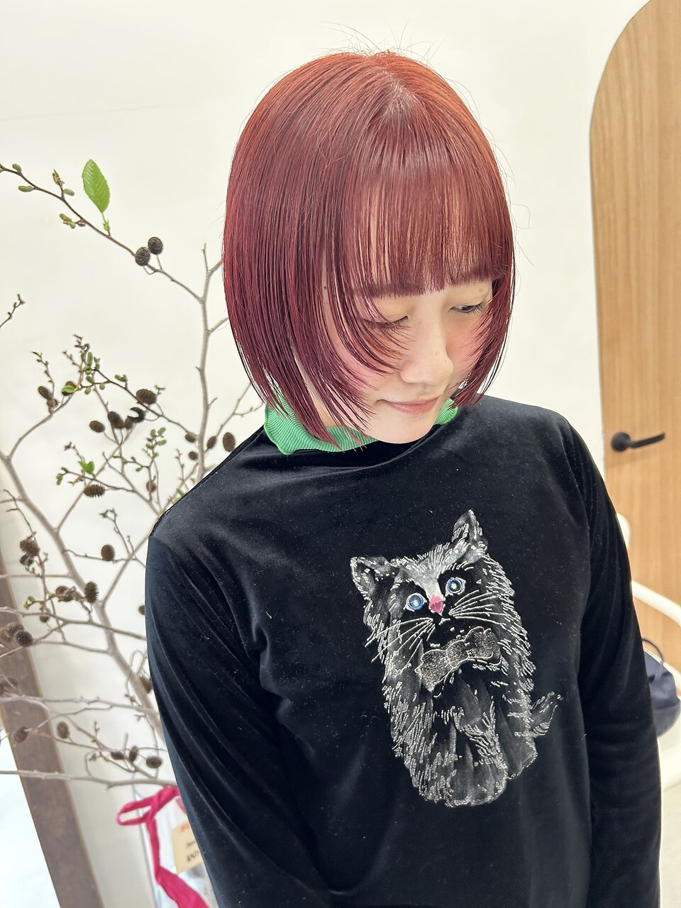 チェリーピンク　カシスピンク　ミニボブ　顔まわりレイヤー♪