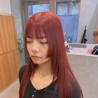 レッドカラー レイヤーカット 姫カット