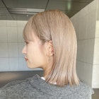 ホワイトベージュ/外ハネボブ/ボブ/ハイトーン/ブリーチカラー